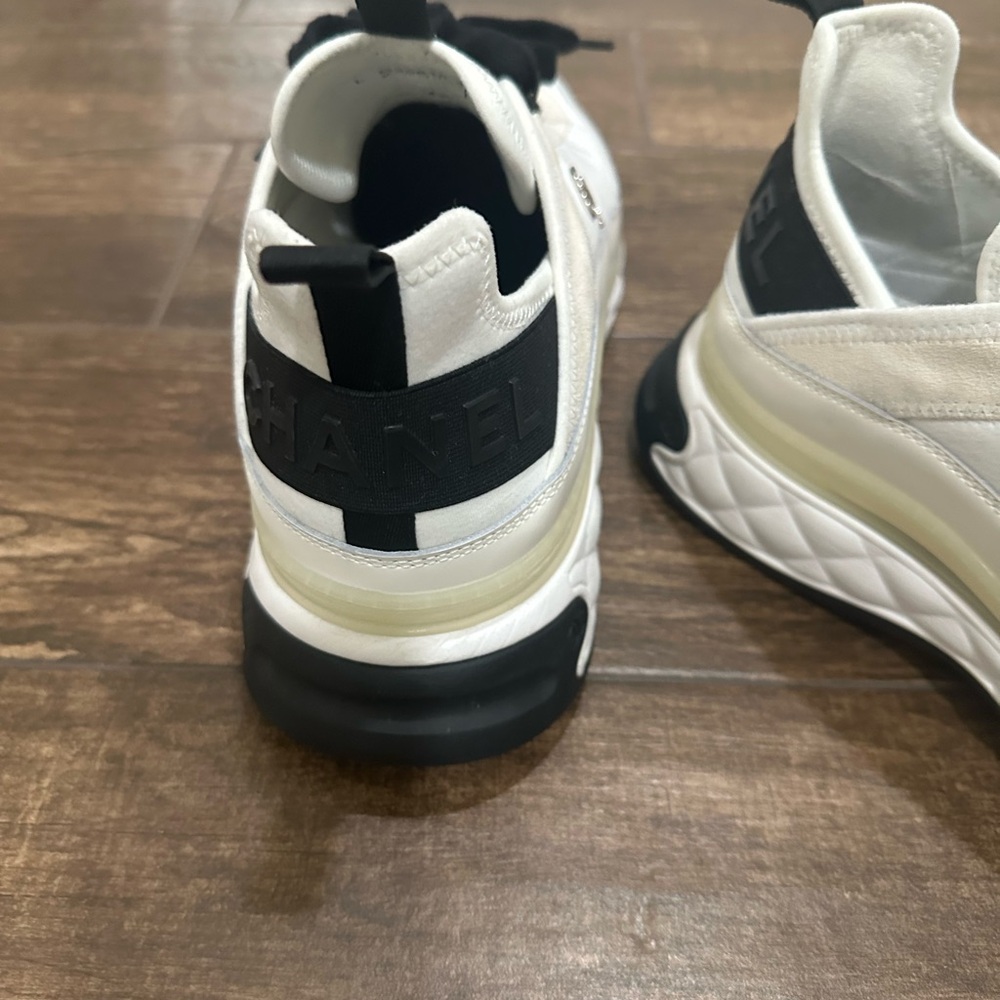 Chanel White and Black ,creme Sneakers